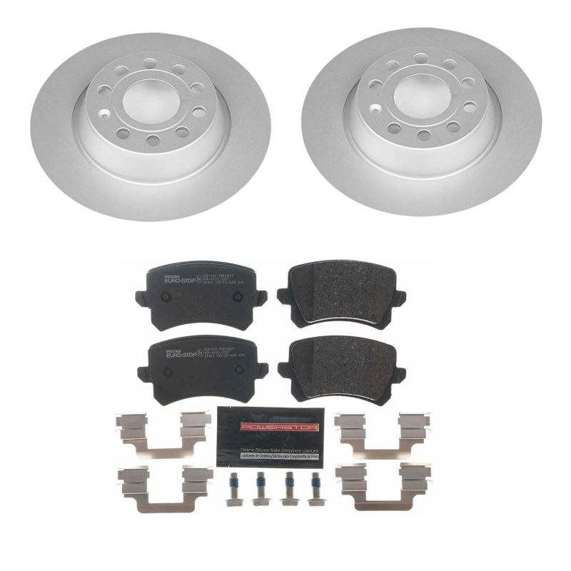 Audi Q3 Brake Kit - Rear - PowerStop - Genuine Geomet Coated Rotors + ECE-R90 Certified Pads - 2015