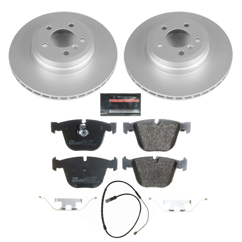 BMW X6 Brake Kit - Rear - PowerStop - Genuine Geomet Coated Rotors + ECE-R90 Certified Pads + Hardware Kit - `11-`18