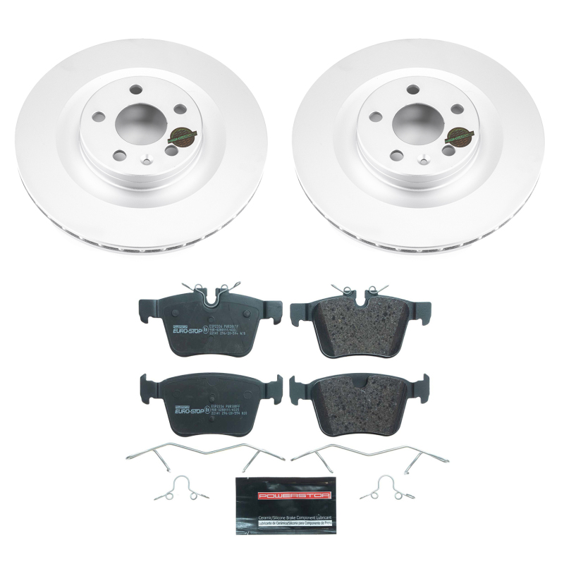 Volvo S60 Brake Kit - Rear - PowerStop - Genuine Geomet Coated Rotors + ECE-R90 Certified Pads - `19-`20