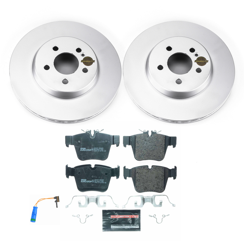 Mercedes-Benz C43 AMG Brake Kit - Rear - PowerStop - Eurostop with Geomet Coated Rotors + ECE-R90 Certified Pads - `17-`21 Mercedes-Benz C43 AMG Brake Kit - Rear - PowerStop - Eurostop with Geomet Coated Rotors + ECE-R90 Certified Pads - `17-`21