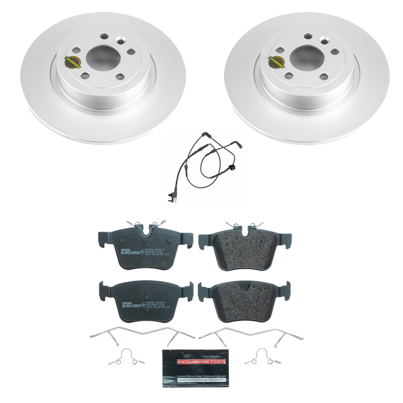 Land Rover Discovery Sport Brake Pads + Rotors - Rear - PowerStop - Euro-Stop: GEOMET 360 Coated Rotors + ECE-R90 Certified Pads - `15-`17 Land Rover Discovery Sport Brake Pads + Rotors - Rear - PowerStop - Euro-Stop: GEOMET 360 Coated Rotors + ECE-R90 Certified Pads - `15-`17