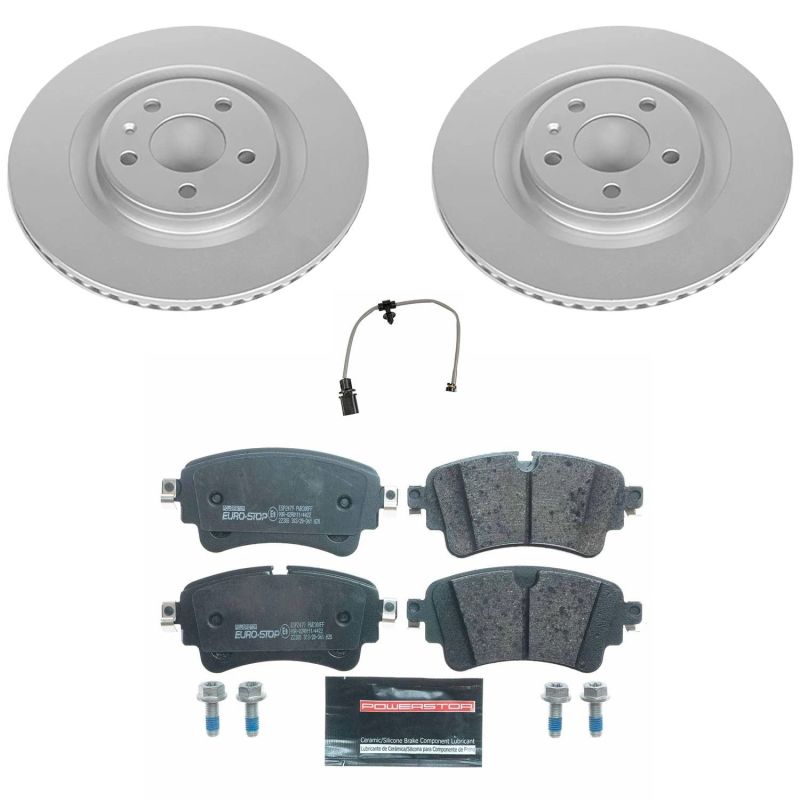 Audi A6 Quattro Brake Kit - Rear - PowerStop - Euro-Stop, Genuine Geomet Coated Rotors, ECE-R90 Certified Pads - `19-`20