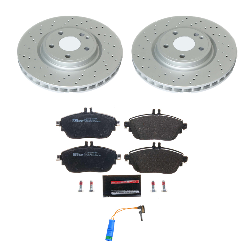 Infiniti QX30 Brake Kit - Front - PowerStop - Genuine Geomet Coated Rotors + ECE-R90 Certified Pads w/ Hardware - `17-`19