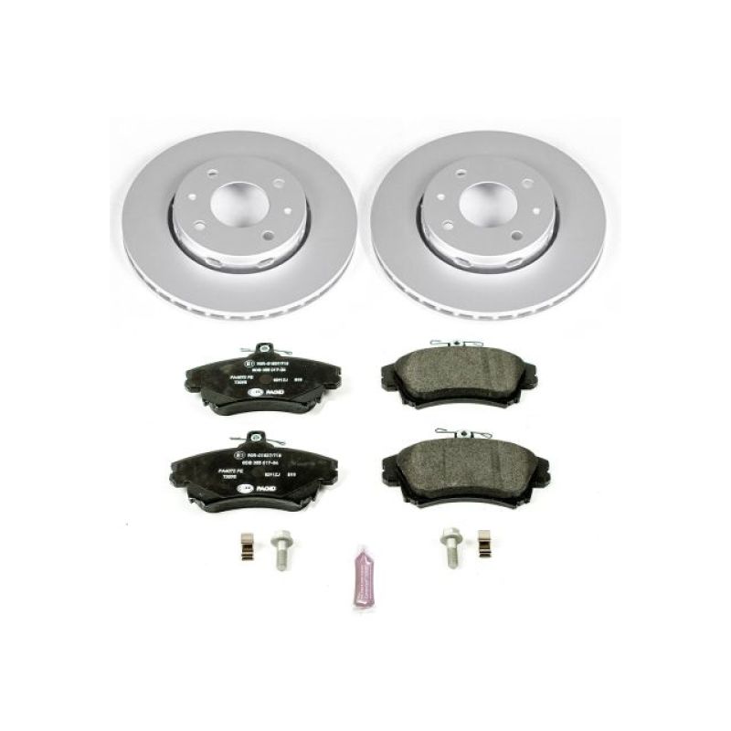 Volvo S40 Brake Kit - Front - PowerStop - Genuine Geomet Coated Rotors + ECE-R90 Certified Pads - `00-`04