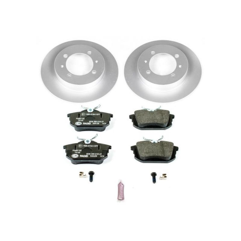 Volvo S40 Brake Kit - Rear - PowerStop - EURO-STOP KIT: Genuine Geomet Fully Coated Rotors, ECE-R90 Certified Pads w/ Hardware - `00-`04