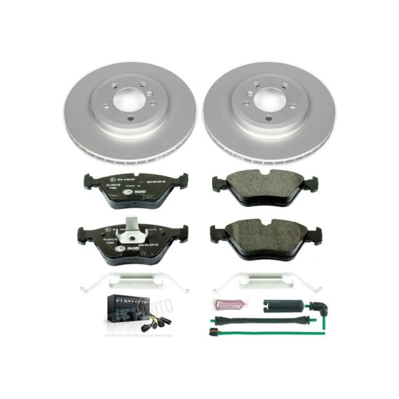 BMW Z4 Brake Kit - Front - PowerStop - Genuine Geomet Coated Rotors + ECE-R90 Brake Pads + Hardware Kit - `06-`08