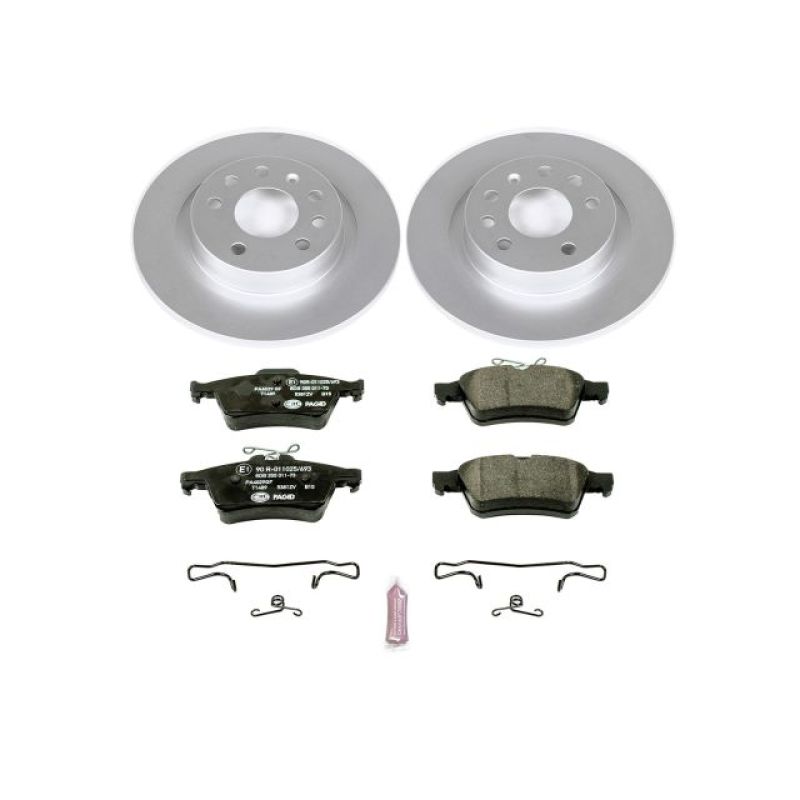 Saab 9-3 Brake Kit - Rear - PowerStop - Genuine Geomet Coated Rotors + ECE-R90 Certified Pads - `03-`11