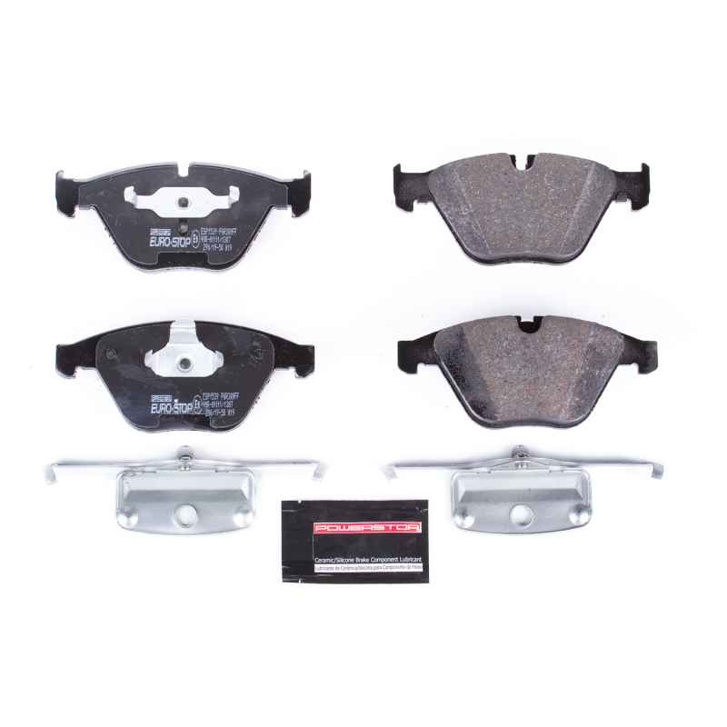 BMW 1 Series Brake Pads - Front - PowerStop - Euro-Stop ECE-R90 Certified, OE-Style, Includes Hardware - `11-`12 BMW 1 Series Brake Pads - Front - PowerStop - Euro-Stop ECE-R90 Certified, OE-Style, Includes Hardware - `11-`12