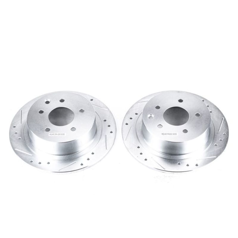 Nissan Altima Brake Rotors (2) - Rear - PowerStop - Evolution Drilled & Slotted - Silver - `02-`18
