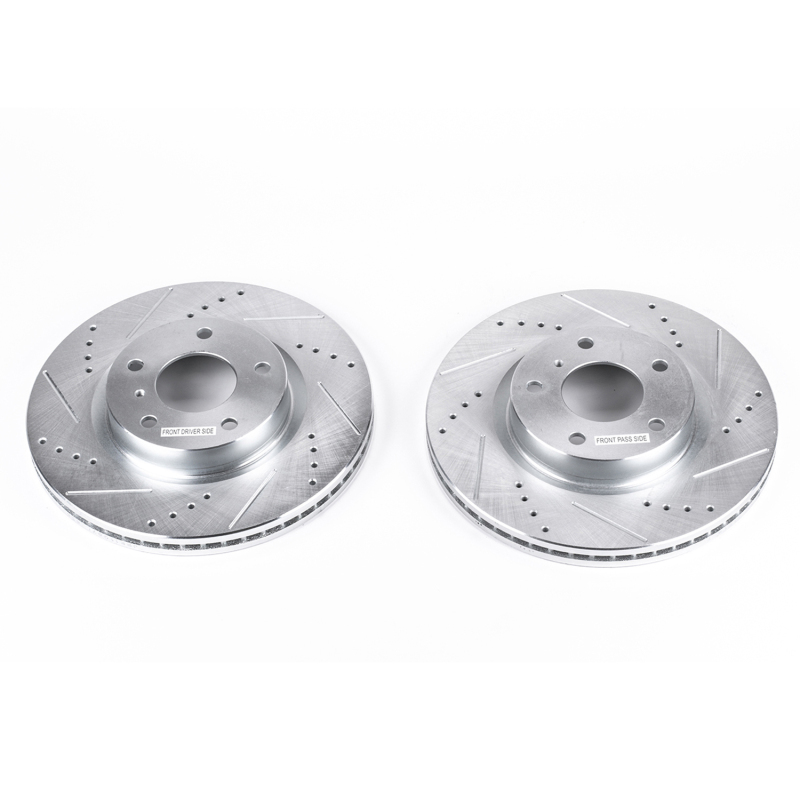 Infiniti G35 Brake Rotor (2) - Front - PowerStop - Evolution Drilled & Slotted - Silver - `03-`05
