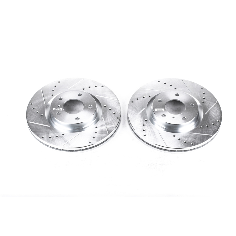 Infiniti M45 Brake Rotor (2) - Front - PowerStop - Evolution Drilled & Slotted - Silver Zinc - `06-`10