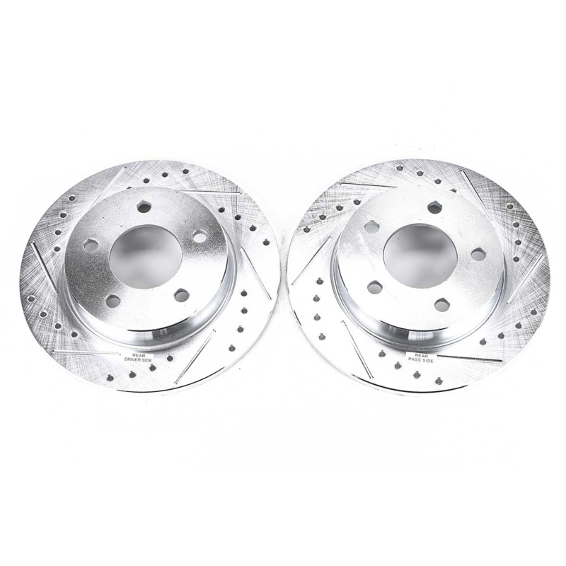 Mazda 3 Brake Rotors (2) - Rear - PowerStop - Evolution Drilled & Slotted - Silver - `04-`13