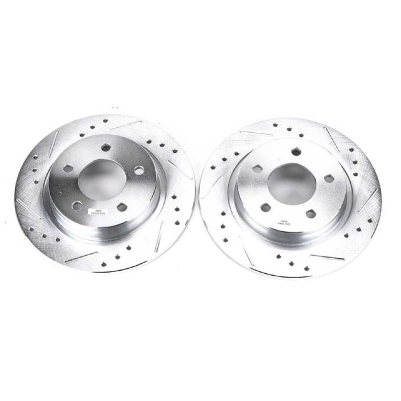 Mazda 3 Brake Rotors (2) - Rear - PowerStop - Evolution Drilled & Slotted - Silver - `04-`13 Mazda 3 Brake Rotors (2) - Rear - PowerStop - Evolution Drilled & Slotted - Silver - `04-`13