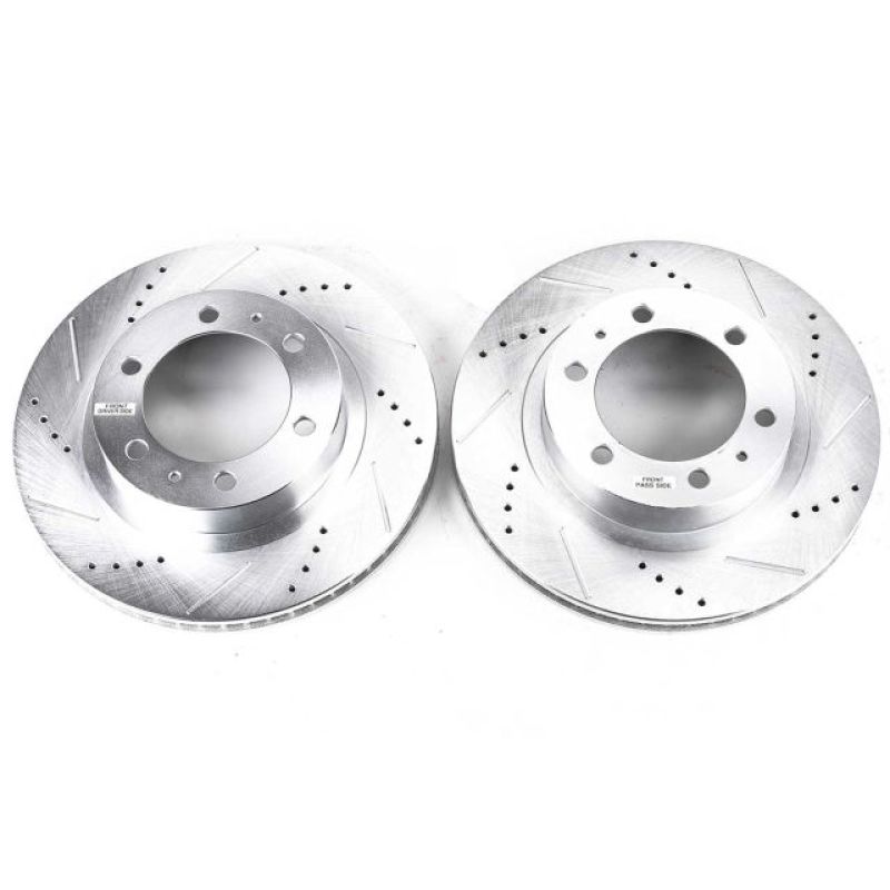 Toyota 4Runner Brake Rotors (2) - Front - PowerStop - Evolution Drilled & Slotted - Silver - `03-`09 Toyota 4Runner Brake Rotors (2) - Front - PowerStop - Evolution Drilled & Slotted - Silver - `03-`09