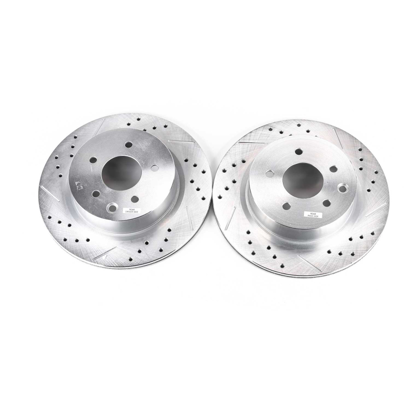 Infiniti M45 Brake Rotor (2) - Rear - PowerStop - Evolution Drilled & Slotted - Silver - `06-`10