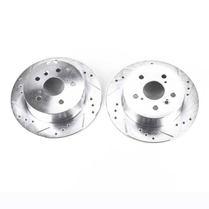 Lexus ES350 Brake Rotors (2) - Rear - PowerStop - Evolution Drilled & Slotted - Silver - `07-`12