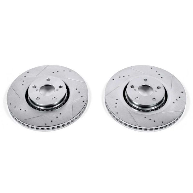Lexus GS350 Brake Rotors (2) - Front - PowerStop - Evolution Drilled & Slotted - Silver - `07-`11