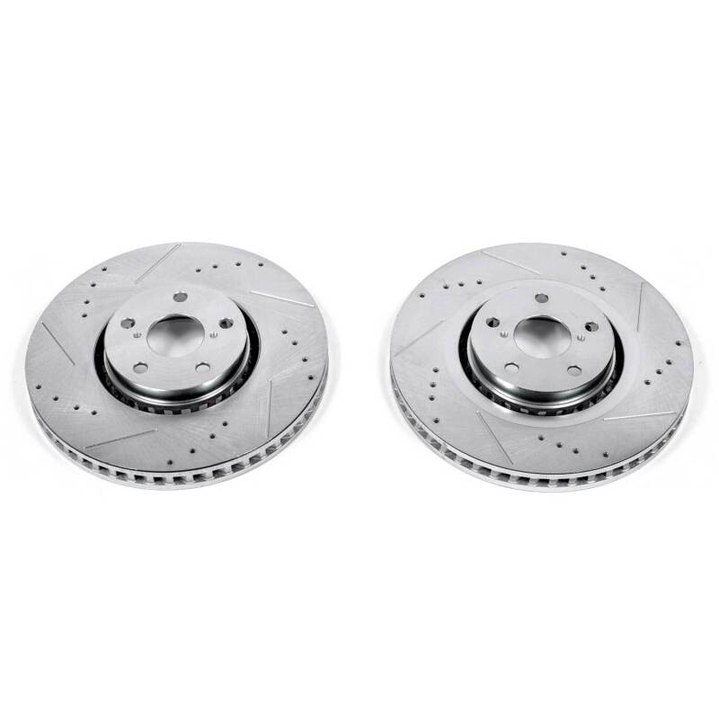 Lexus GS350 Brake Rotors (2) - Front - PowerStop - Evolution Drilled & Slotted - Silver - `07-`11