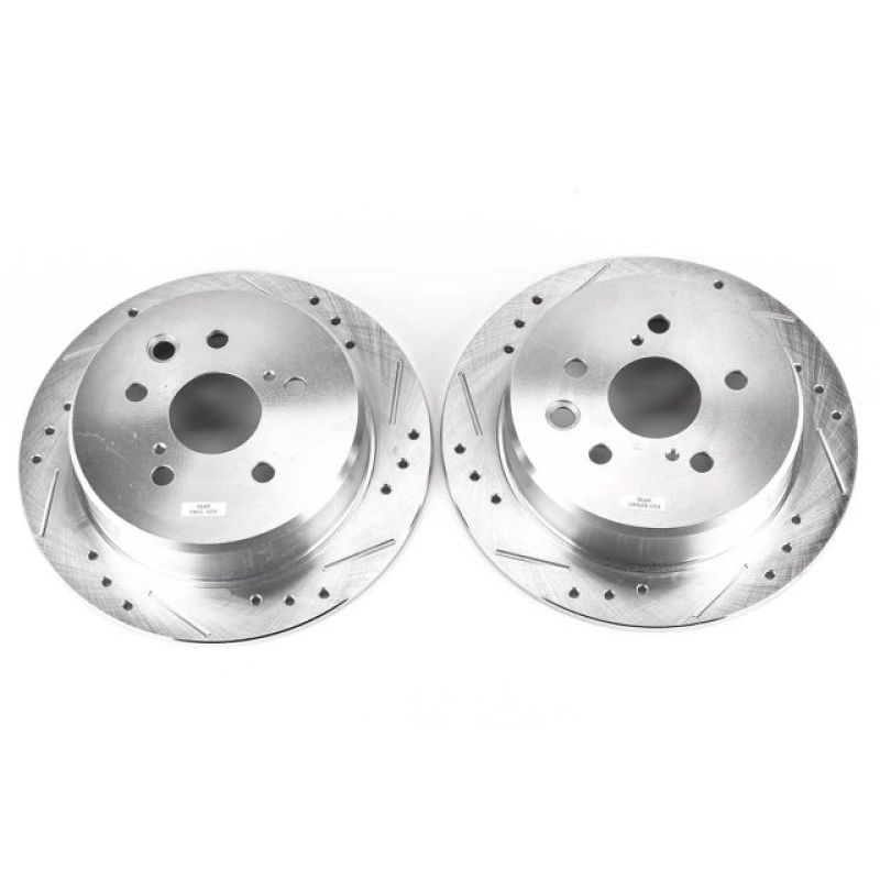 Lexus IS250 Brake Rotors (2) - Rear - PowerStop - Evolution Drilled & Slotted - Silver - `06-`15