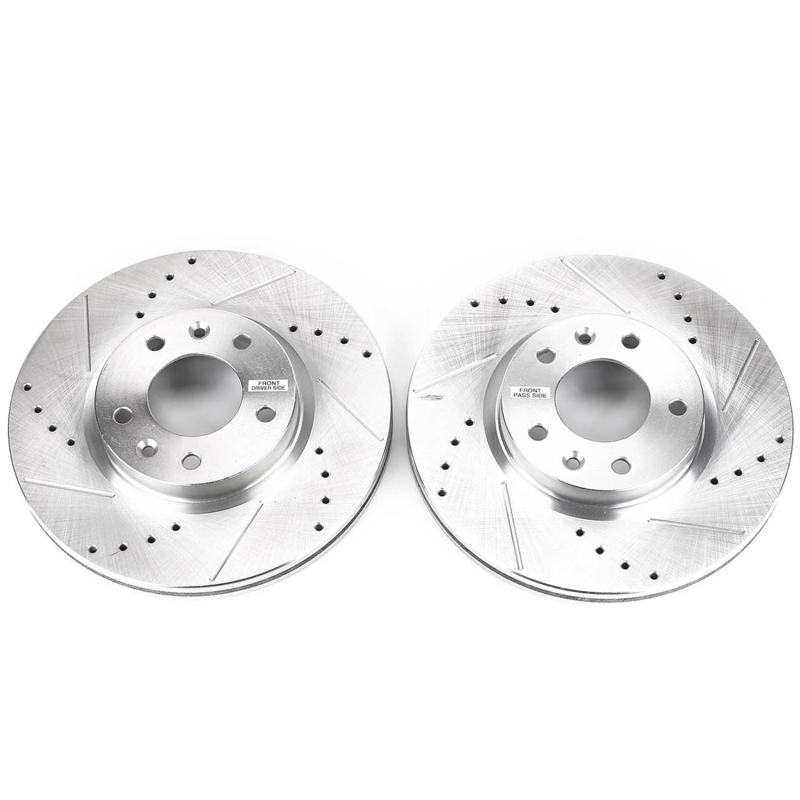 Ford Fusion Brake Rotors (2) - Front - PowerStop - Evolution Drilled & Slotted - Silver Zinc - `06-`12