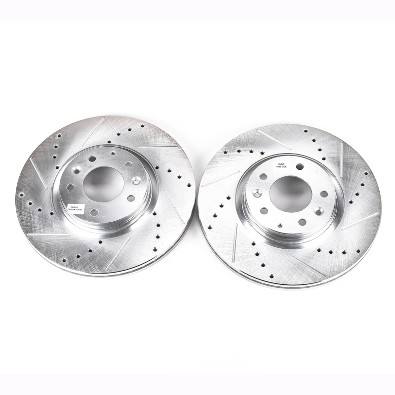 Mazda 6 Brake Rotors (2) - Front - PowerStop - Evolution Drilled & Slotted - Silver - `06-`07