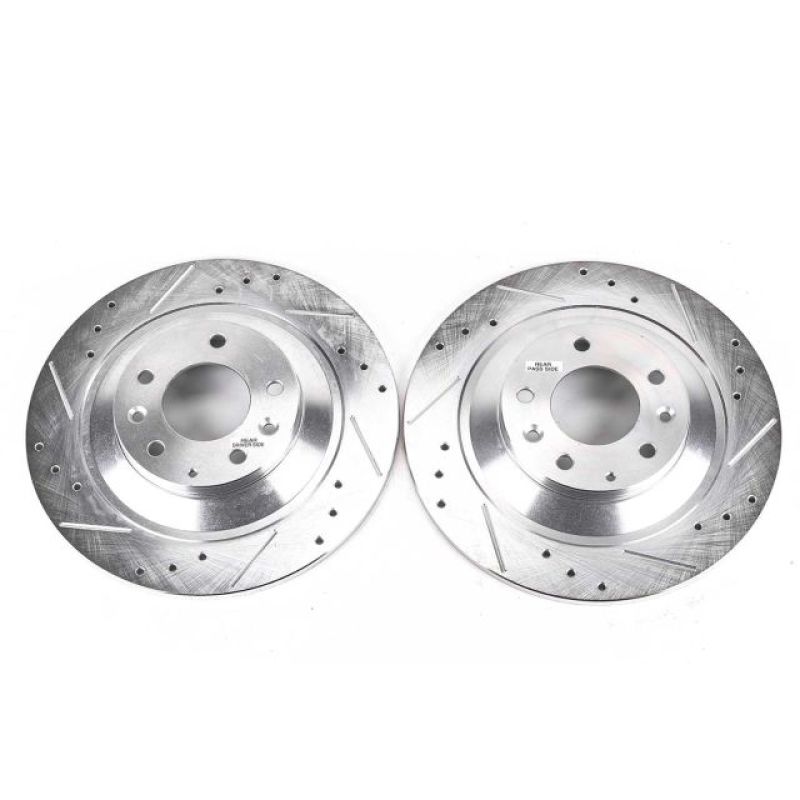Mazda 6 Brake Rotors (2) - Rear - PowerStop - Evolution Drilled & Slotted - Silver - `06-`07 Mazda 6 Brake Rotors (2) - Rear - PowerStop - Evolution Drilled & Slotted - Silver - `06-`07