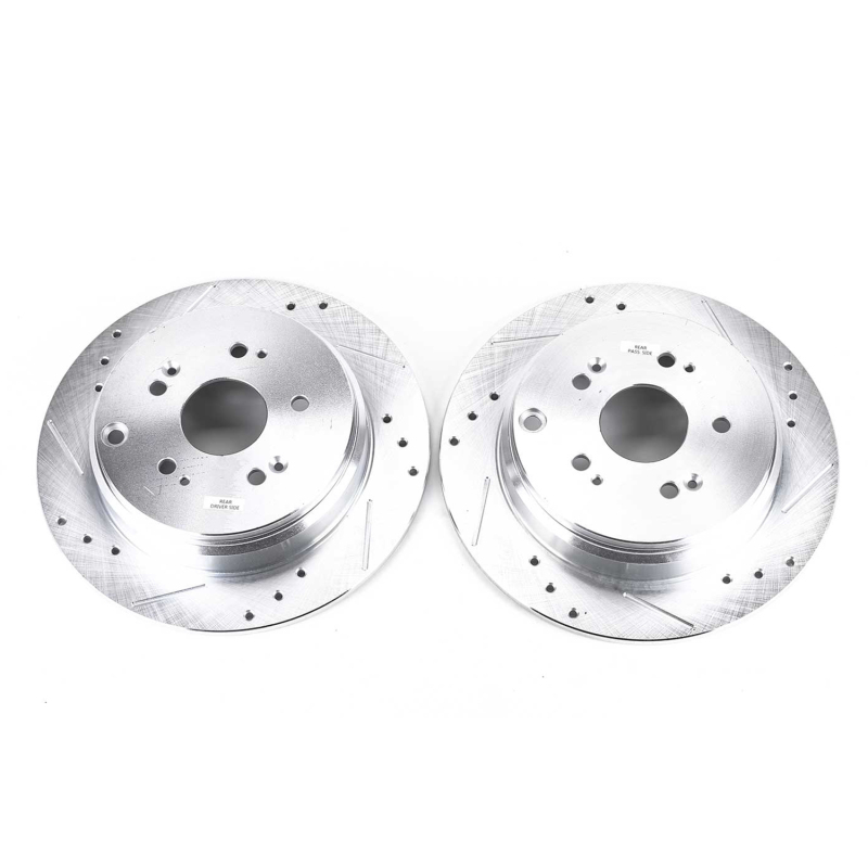 Acura RDX Brake Rotors (2) - Rear - PowerStop - Evolution Drilled & Slotted - Silver Zinc Plated - `07-`18