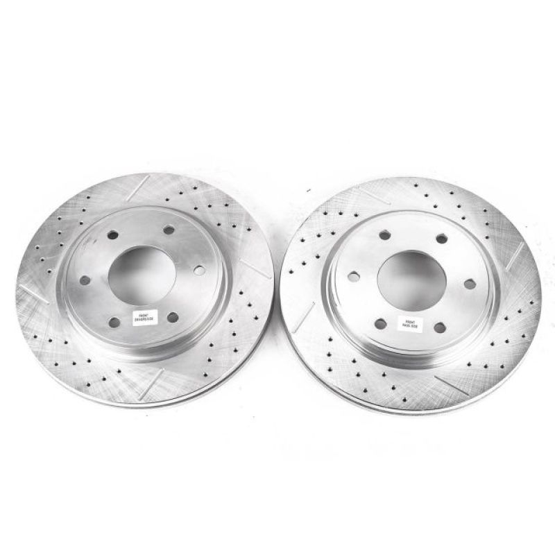 Infiniti QX56 Brake Rotors (2) - Front - PowerStop - Evolution Drilled & Slotted - Silver - `05-`06