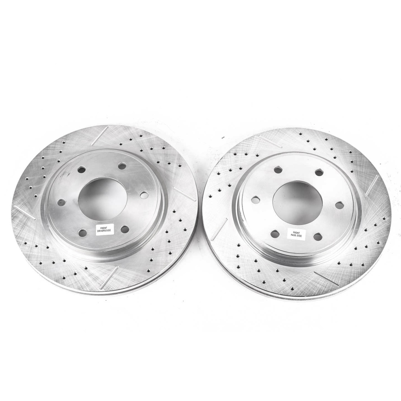 Infiniti QX56 Brake Rotors (2) - Front - PowerStop - Evolution Drilled & Slotted - Silver - `05-`06