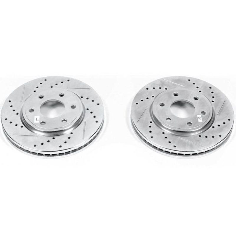Nissan Frontier Brake Rotors (2) - Front - PowerStop - Evolution Drilled & Slotted - Silver - `05-`19 Nissan Frontier Brake Rotors (2) - Front - PowerStop - Evolution Drilled & Slotted - Silver - `05-`19