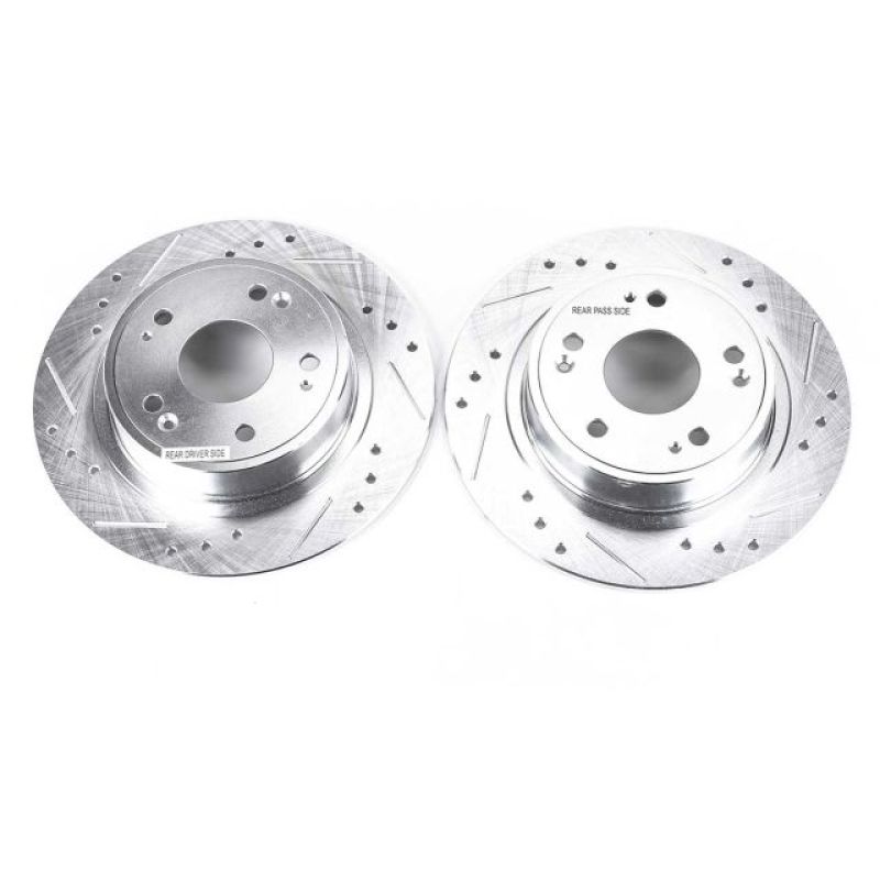 Acura ILX Brake Rotors (2) - Rear - PowerStop - Evolution Drilled & Slotted - Silver - `16-`19