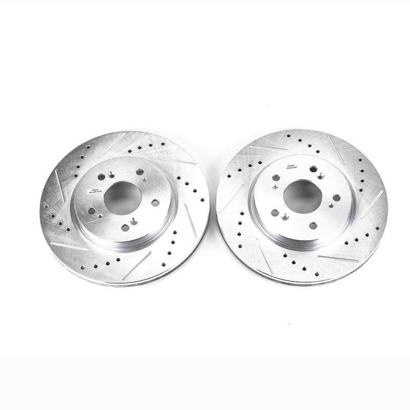 Acura RDX Brake Rotors (2) - Front - PowerStop - Evolution Drilled & Slotted - Silver - `07-`12