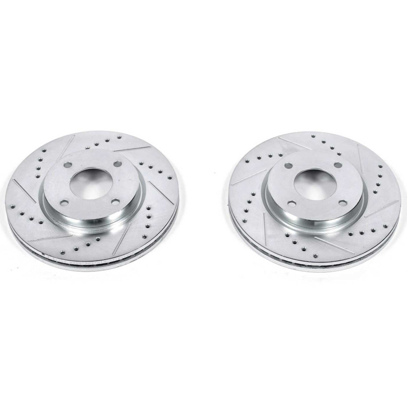 Nissan Cube Brake Rotors (2) - Front - PowerStop - Evolution Drilled & Slotted - Silver - `09-`14