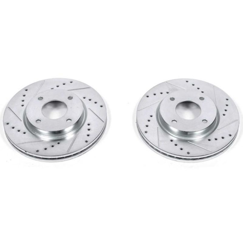 Nissan Cube Brake Rotors (2) - Front - PowerStop - Evolution Drilled & Slotted - Silver - `09-`14