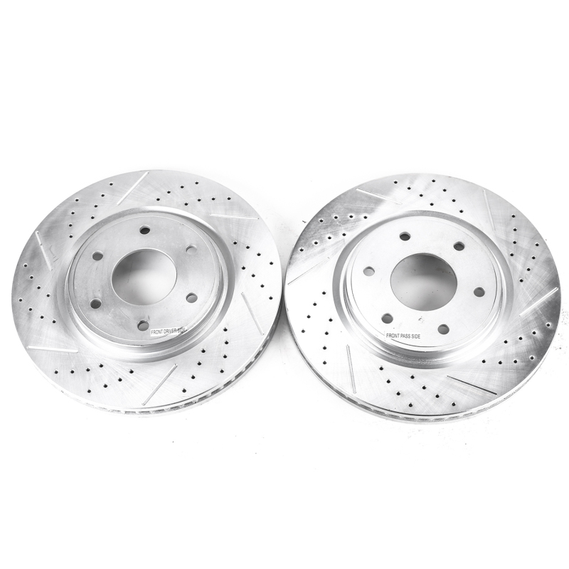 Infiniti QX56 Brake Rotors (2) - Front - PowerStop - Evolution Drilled & Slotted - Silver - `05-`07