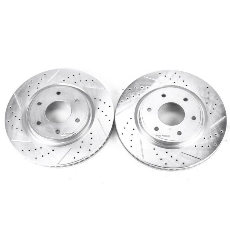 Infiniti QX56 Brake Rotors (2) - Front - PowerStop - Evolution Drilled & Slotted - Silver - `05-`07