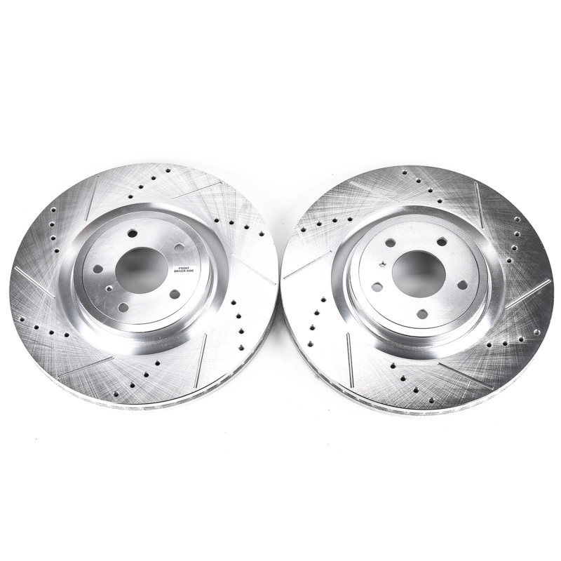 Infiniti M56 Brake Rotor (2) - Front - PowerStop - Evolution Drilled & Slotted - Silver - `11-`13