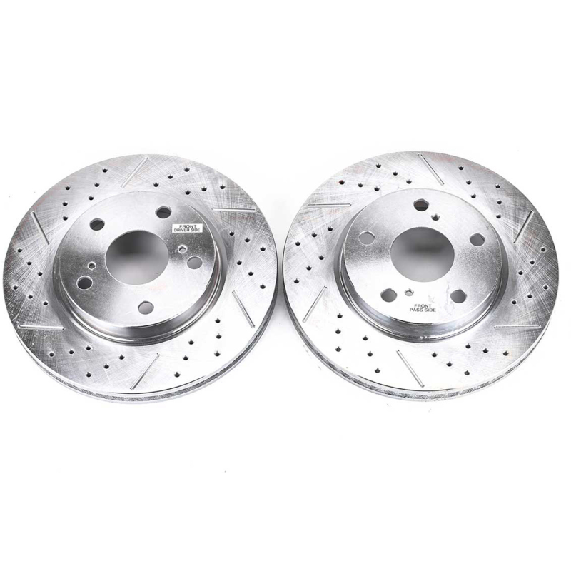 Lexus HS250h Brake Rotors (2) - Front - PowerStop - Evolution Drilled & Slotted - Silver - `10-`12