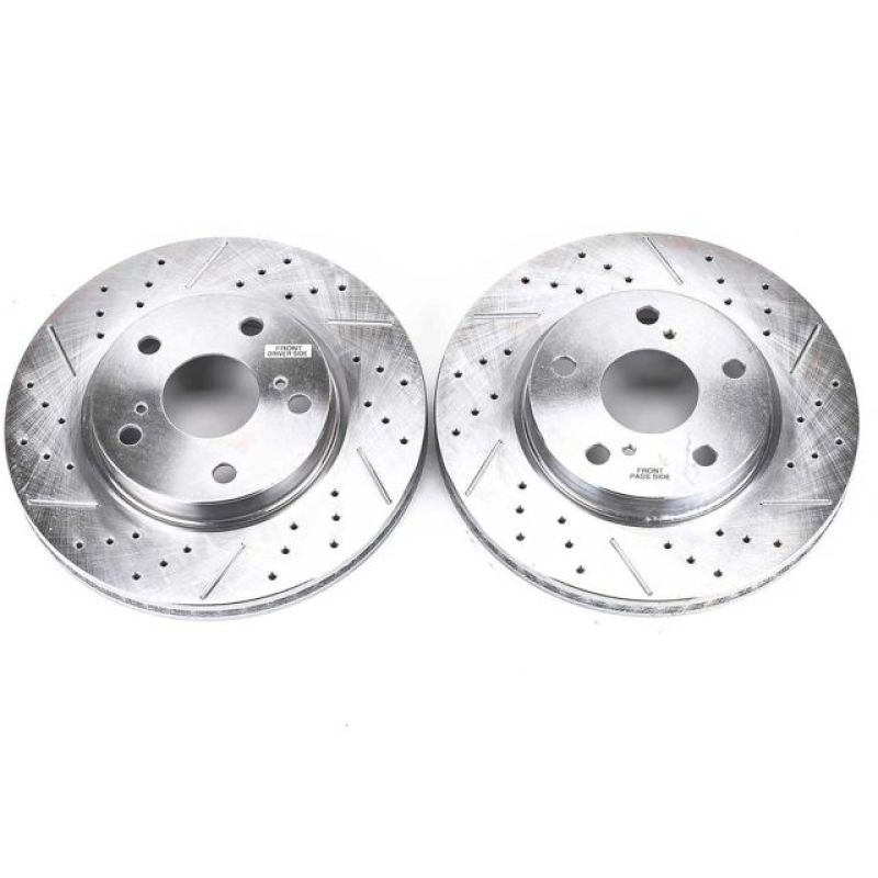 Lexus HS250h Brake Rotors (2) - Front - PowerStop - Evolution Drilled & Slotted - Silver - `10-`12