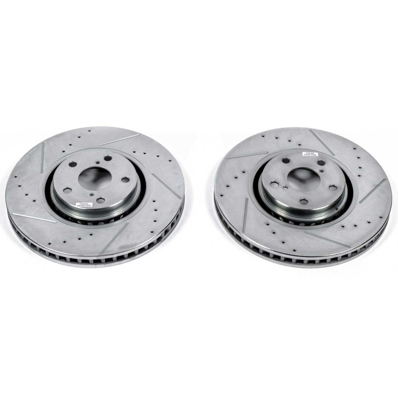 Lexus GS350 Brake Rotors (2) - Front - PowerStop - Evolution Drilled & Slotted - Silver - `07-`11