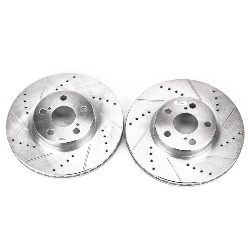 Pontiac Vibe Brake Rotors (2) - Front - PowerStop - Evoultion Drill/Slot - Silver - `09-`10