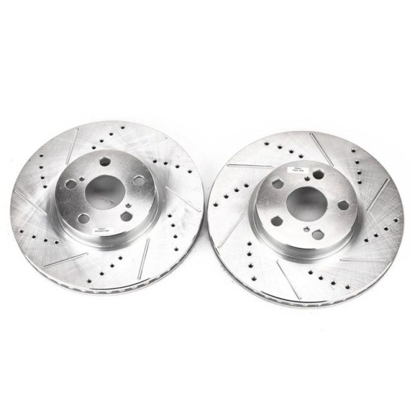Pontiac Vibe Brake Rotors (2) - Front - PowerStop - Evoultion Drill/Slot - Silver - `09-`10