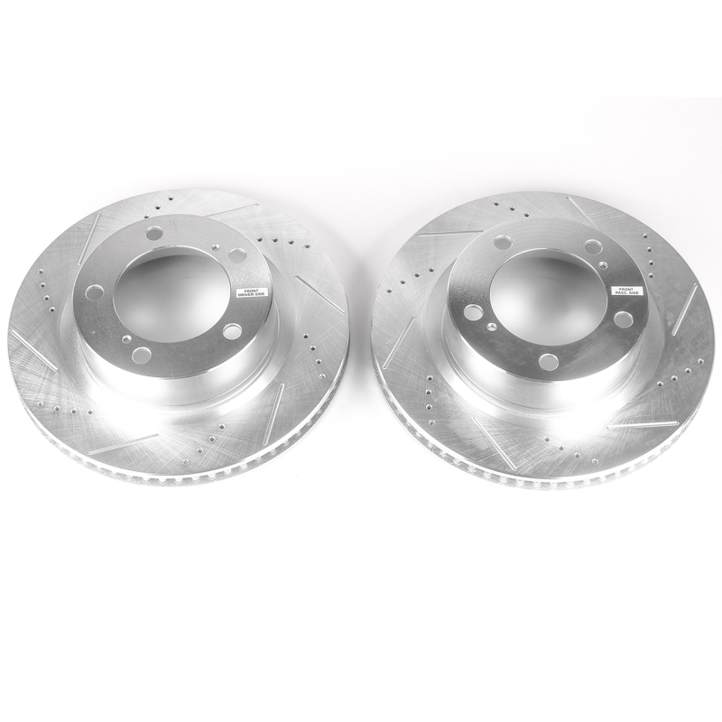 Lexus LX570 Brake Rotors (2) - Front - PowerStop - Evolution Drilled & Slotted - Silver - `08-`11