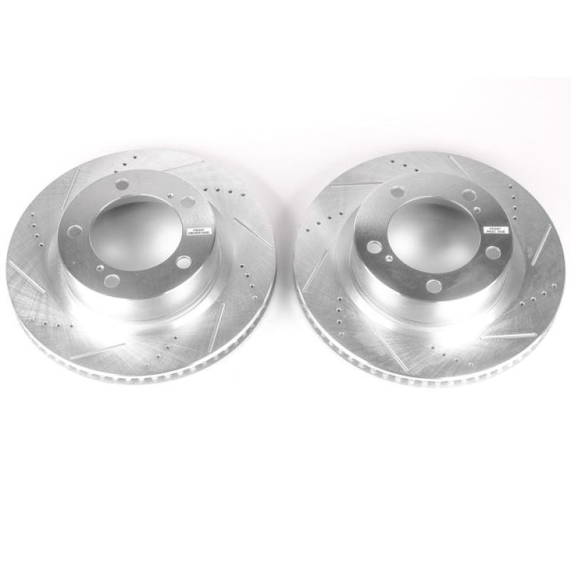 Lexus LX570 Brake Rotors (2) - Front - PowerStop - Evolution Drilled & Slotted - Silver - `08-`11