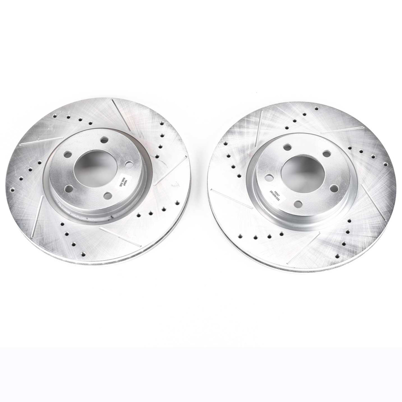 Mazda 3 Brake Rotors (2) - Front - PowerStop - Evolution Drilled & Slotted - Silver - `07-`13