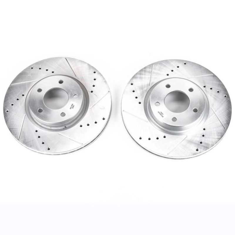 Mazda 3 Brake Rotors (2) - Front - PowerStop - Evolution Drilled & Slotted - Silver - `07-`13
