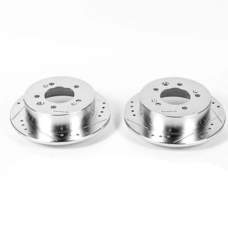 Hyundai Elantra Brake Rotors (2) - Rear - PowerStop - Evolution Drilled & Slotted - Silver - `07-`10