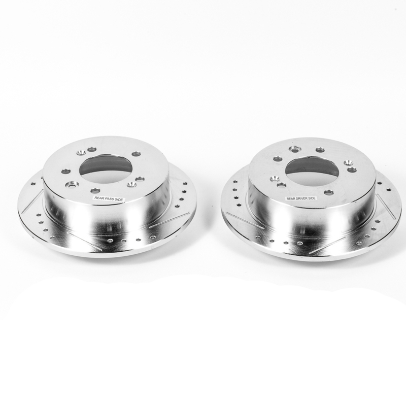 Hyundai Elantra Brake Rotors (2) - Rear - PowerStop - Evolution Drilled & Slotted - Silver - `07-`10