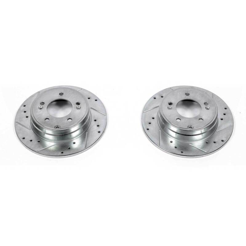 Hyundai Azera Brake Rotors (2) - Rear - PowerStop - Evolution Drilled & Slotted Rotors - Silver - `09-`17