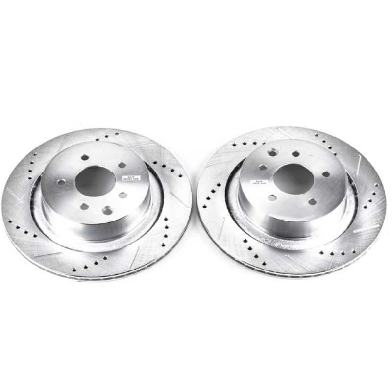 Infiniti G35 Brake Rotors (2) - Rear - PowerStop - Evolution Drilled & Slotted - Silver - `07-`08